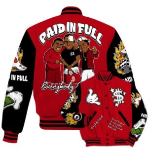 Baseball Jacket Everybody Paid In Full Red and Black